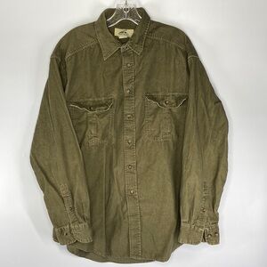 Vintage Basic Options Outdoors Green Corduroy Button Up Shirt XXL